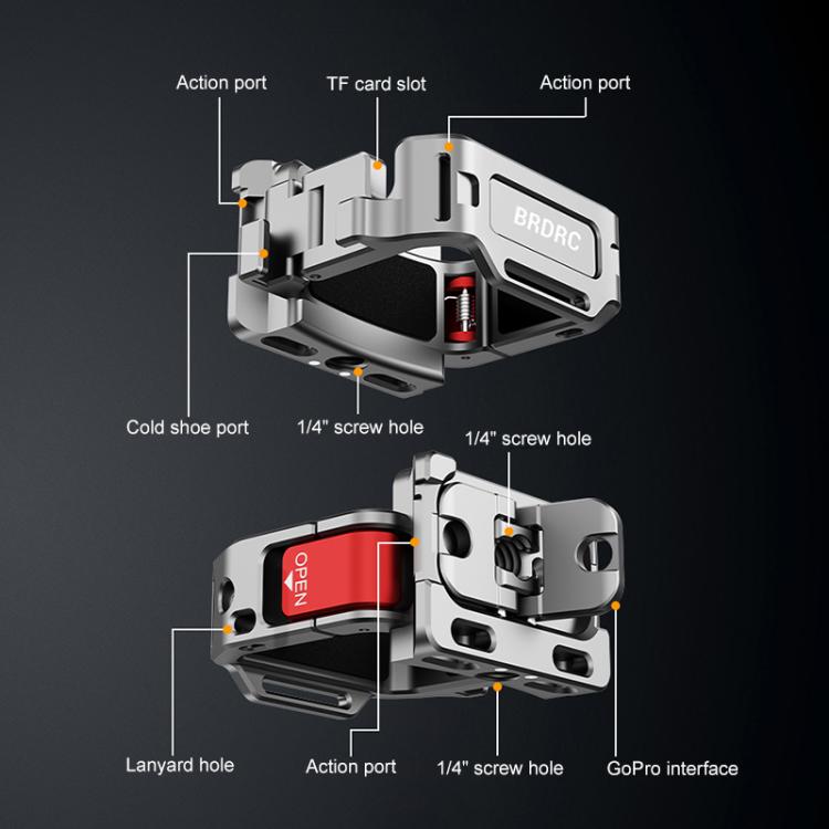For DJI Osmo Pocket 3 BRDRC Quick Assembly Multi-function Cold Shoe Extension Mount(Dark Grey) by BRDRC