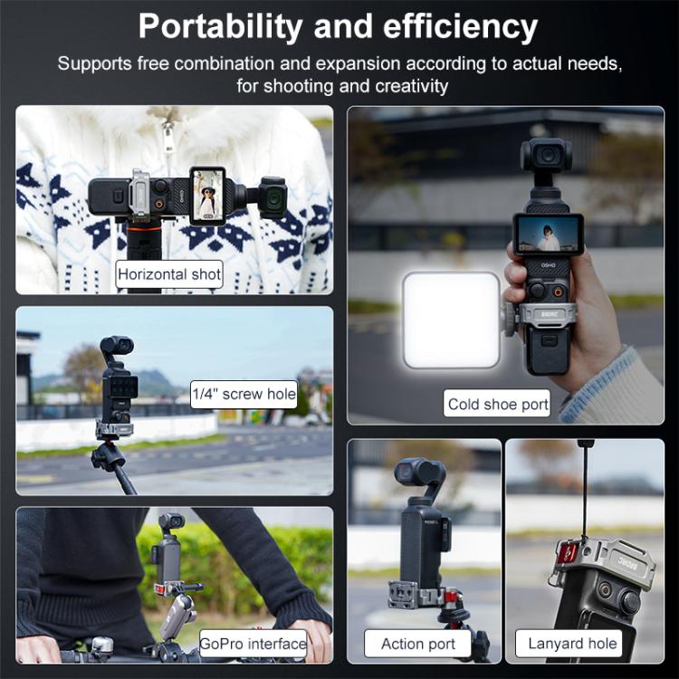 For DJI Osmo Pocket 3 BRDRC Quick Assembly Multi-function Cold Shoe Extension Mount(Dark Grey) by BRDRC