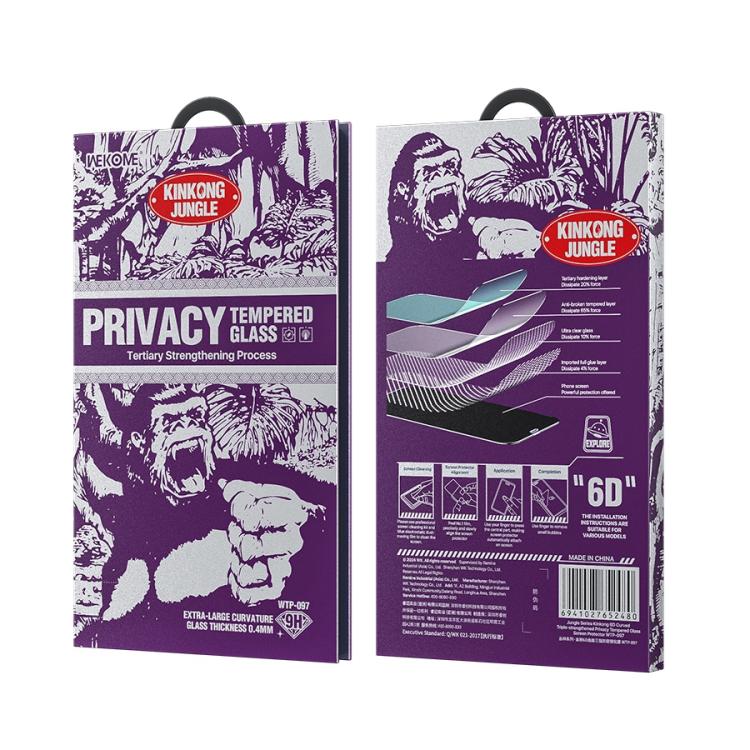 For iPhone 16 / 15 WK WTP-097 Jungle Series Kinkong 6D Curved Privacy Tempered Glass Film by WK