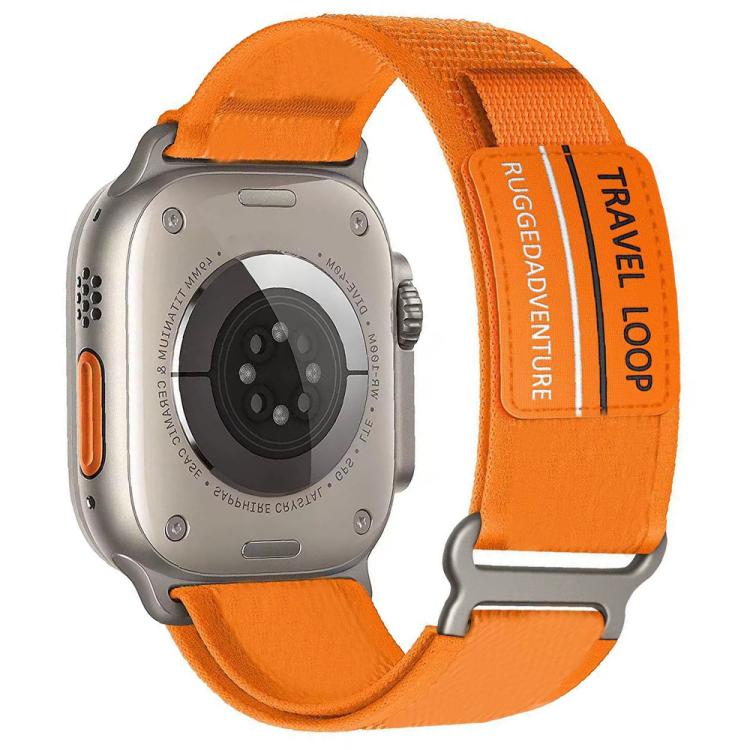 For Apple Watch 46mm / 49mm / 45mm / 44mm xDfind Double Section Metal Buckle Loop Nylon Braided Watch Band(Orange) by xDfind