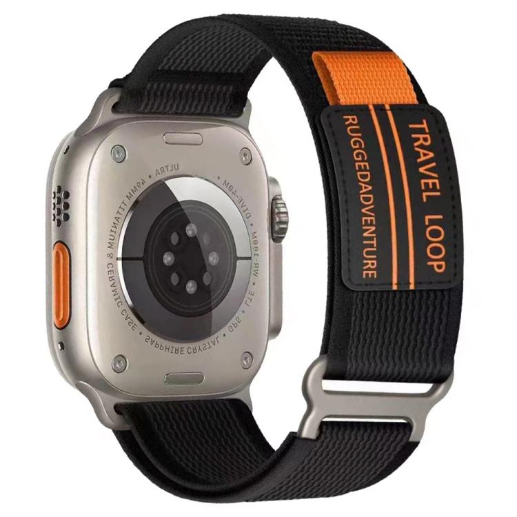 For Apple Watch 46mm / 49mm / 45mm / 44mm xDfind Double Section Metal Buckle Loop Nylon Braided Watch Band(Starlight Black) by xDfind