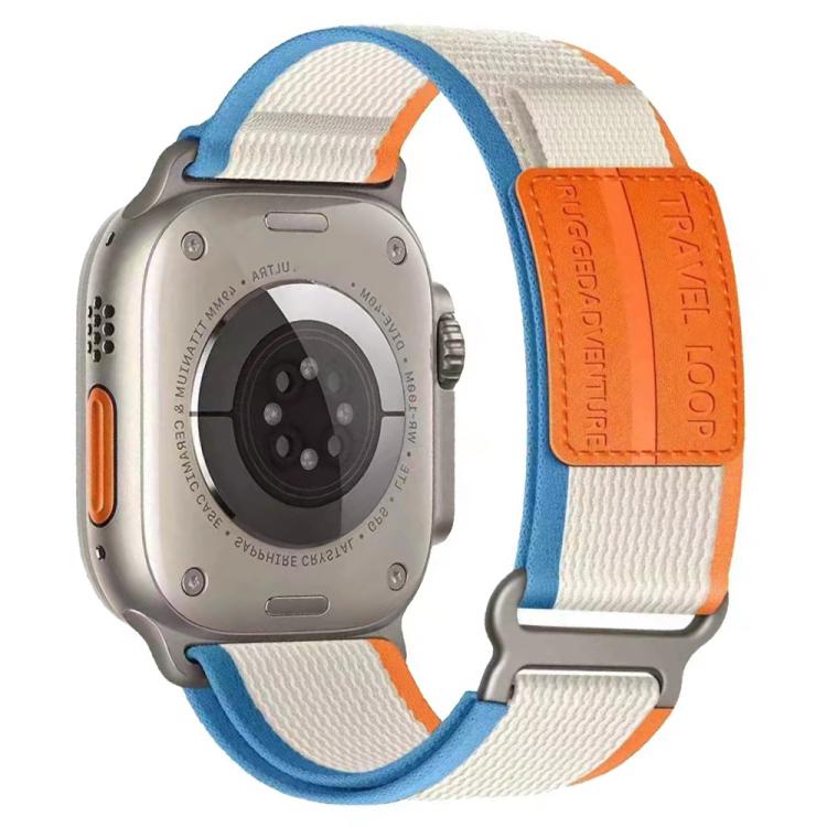 For Apple Watch 42mm / 41mm / 40mm / 38mm xDfind Double Section Metal Buckle Loop Nylon Braided Watch Band(Orange Beige) by xDfind