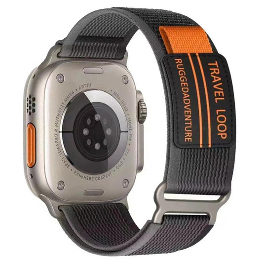 For Apple Watch 42mm / 41mm / 40mm / 38mm xDfind Double Section Metal Buckle Loop Nylon Braided Watch Band(Black Grey) by xDfind