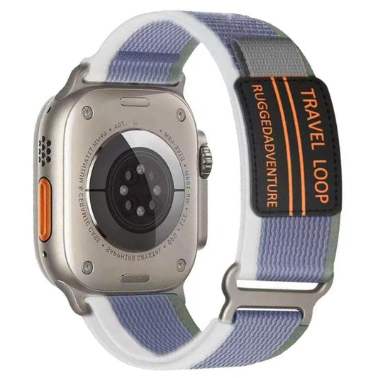 For Apple Watch 42mm / 41mm / 40mm / 38mm xDfind Double Section Metal Buckle Loop Nylon Braided Watch Band(Green Grey) by xDfind