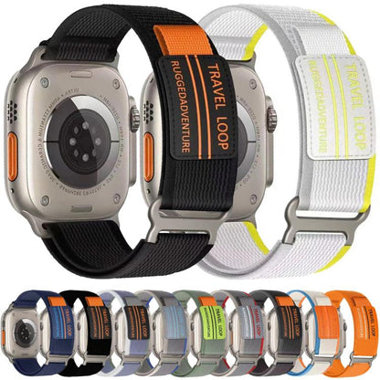 For Apple Watch 42mm / 41mm / 40mm / 38mm xDfind Double Section Metal Buckle Loop Nylon Braided Watch Band(Yellow Grey) by xDfind