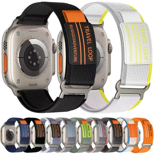 For Apple Watch 42mm / 41mm / 40mm / 38mm xDfind Double Section Metal Buckle Loop Nylon Braided Watch Band(Yellow Grey) by xDfind