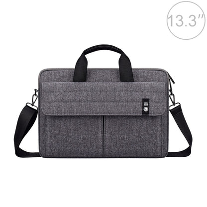 ST08 Handheld Briefcase Carrying Storage Bag with Shoulder Strap for 13.3 inch Laptop(Grey) by bashfashion