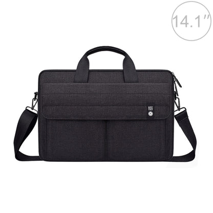 ST08 Handheld Briefcase Carrying Storage Bag with Shoulder Strap for 14.1 inch Laptop(Black) by bashfashion