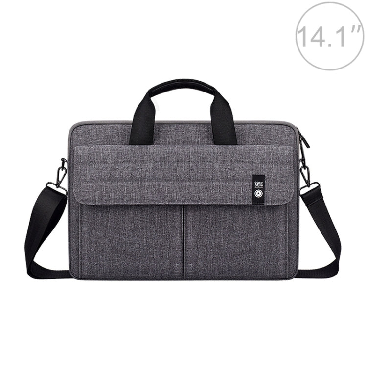 ST08 Handheld Briefcase Carrying Storage Bag with Shoulder Strap for 14.1 inch Laptop(Grey) by bashfashion