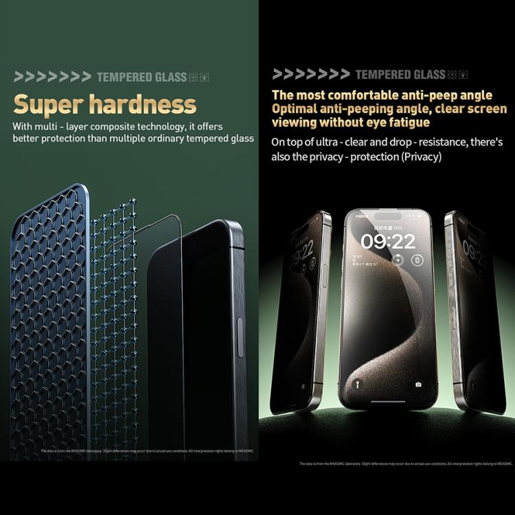 For iPhone 16 Pro WK WTP-104 Jungle Series Kinkong Kyanite Ultra-hard 9D Curved Privacy Aluminum Glass Film by WK