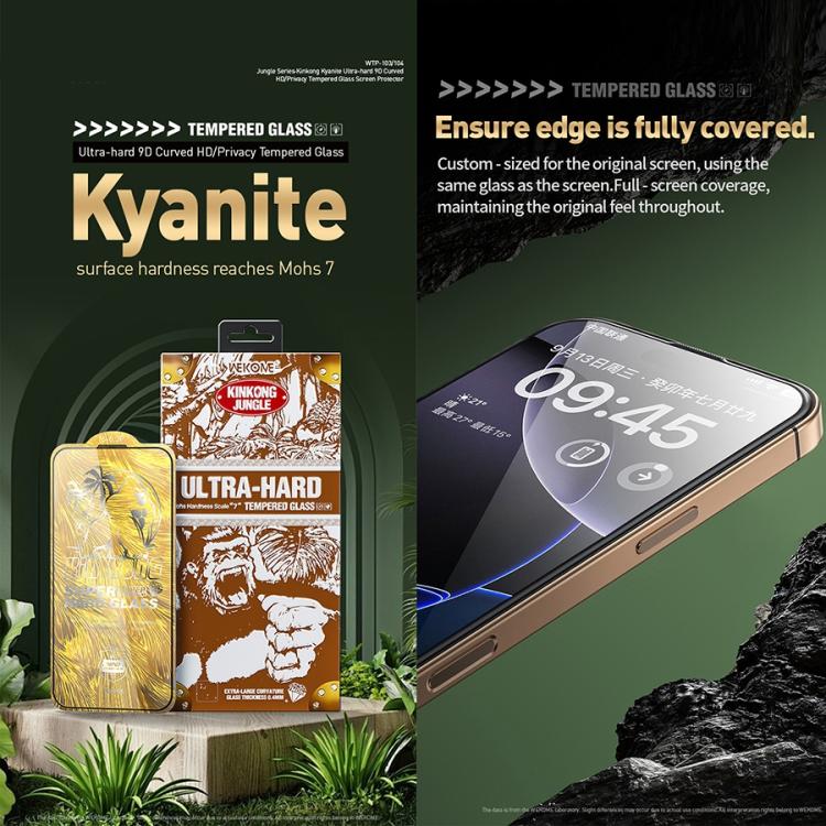 For iPhone 16 / 15 WK WTP-104 Jungle Series Kinkong Kyanite Ultra-hard 9D Curved Privacy Aluminum Glass Film by WK