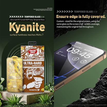 For iPhone 16 / 15 WK WTP-104 Jungle Series Kinkong Kyanite Ultra-hard 9D Curved Privacy Aluminum Glass Film by WK