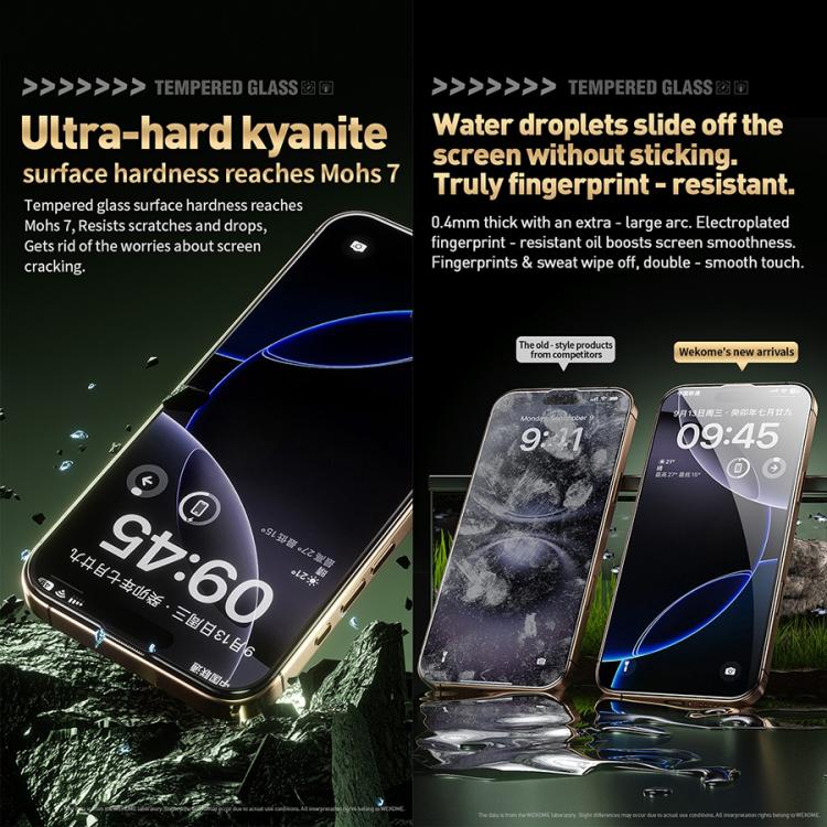 For iPhone 15 Pro Max WK WTP-104 Jungle Series Kinkong Kyanite Ultra-hard 9D Curved Privacy Aluminum Glass Film by WK