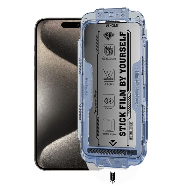 For iPhone 15 Pro WK WTP-116 Easy Install 6D Curved Ultra-Fine Edge Privacy Tempered Glass Film by WK