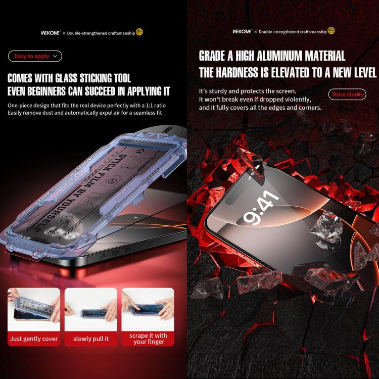 For iPhone 14 Pro WK WTP-116 Easy Install 6D Curved Ultra-Fine Edge Privacy Tempered Glass Film by WK