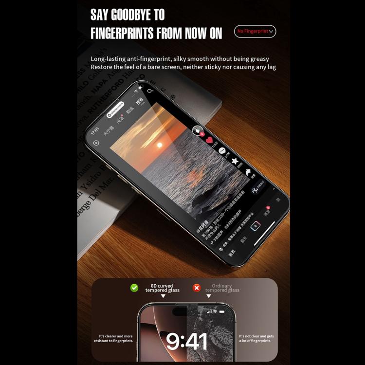 For iPhone 14 Pro Max WK WTP-116 Easy Install 6D Curved Ultra-Fine Edge Privacy Tempered Glass Film by WK
