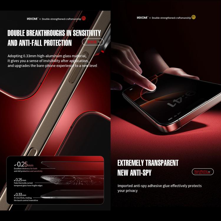 For iPhone 12 Pro Max WK WTP-116 Easy Install 6D Curved Ultra-Fine Edge Privacy Tempered Glass Film by WK