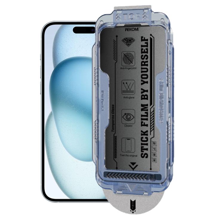 For iPhone 16 / 15 WK WTP-118 Easy Install 6D Curved Ultra-Fine Edge Frosted Privacy Tempered Glass Film by WK