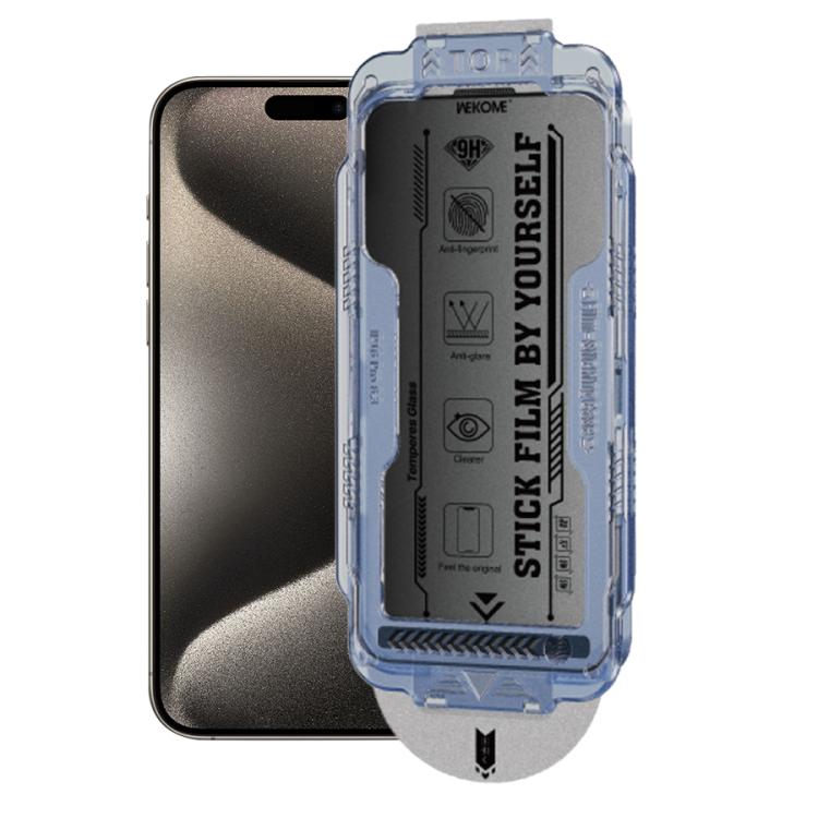 For iPhone 15 Pro WK WTP-118 Easy Install 6D Curved Ultra-Fine Edge Frosted Privacy Tempered Glass Film by WK