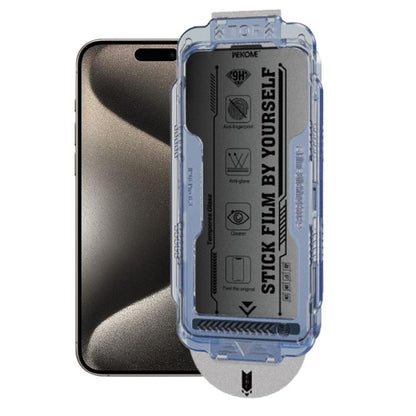 For iPhone 15 Pro WK WTP-118 Easy Install 6D Curved Ultra-Fine Edge Frosted Privacy Tempered Glass Film by WK