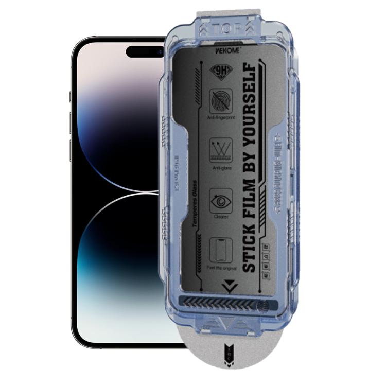 For iPhone 14 Pro WK WTP-118 Easy Install 6D Curved Ultra-Fine Edge Frosted Privacy Tempered Glass Film by WK