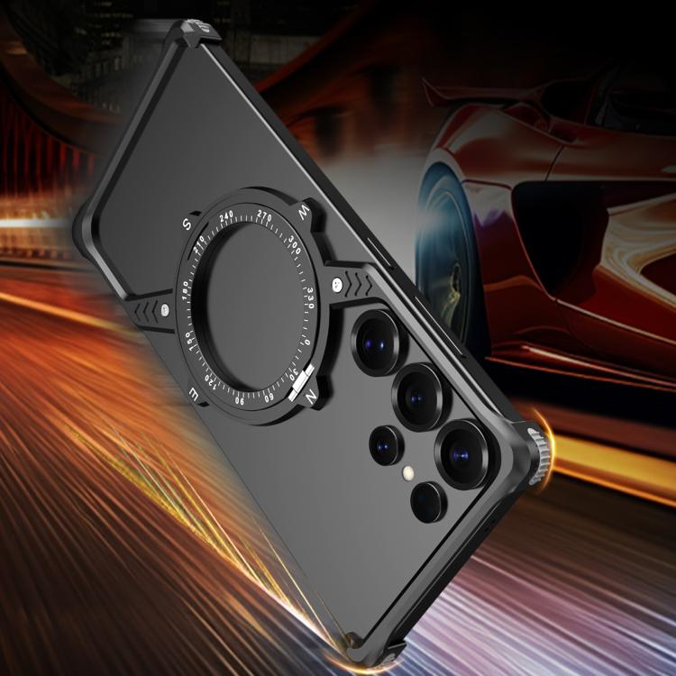 For Samsung Galaxy S24 Ultra 5G S Shaped 360 Holder Airbag Frameless MagSafe Metal Phone Case(Space Gray) by bashfashion