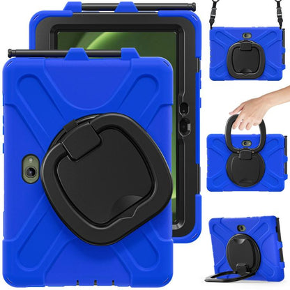 For Samsung Galaxy Tab Active5 Pro Silicone Hybrid PC Tablet Case with Holder & Shoulder Strap(Blue) by bashfashion