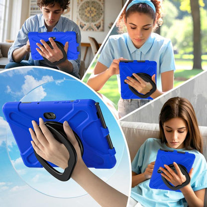For Samsung Galaxy Tab Active5 Pro Silicone Hybrid PC Tablet Case with Holder & Shoulder Strap(Blue) by bashfashion