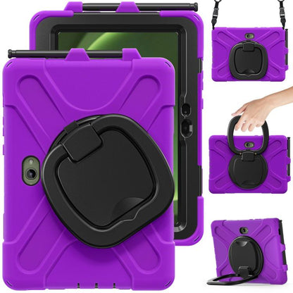 For Samsung Galaxy Tab Active5 Pro Silicone Hybrid PC Tablet Case with Holder & Shoulder Strap(Purple) by bashfashion