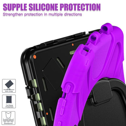For Samsung Galaxy Tab Active5 Pro Silicone Hybrid PC Tablet Case with Holder & Shoulder Strap(Purple) by bashfashion
