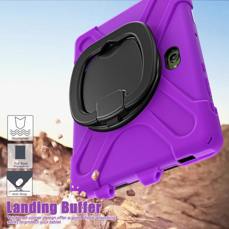 For Samsung Galaxy Tab Active5 Pro Silicone Hybrid PC Tablet Case with Holder & Shoulder Strap(Purple) by bashfashion