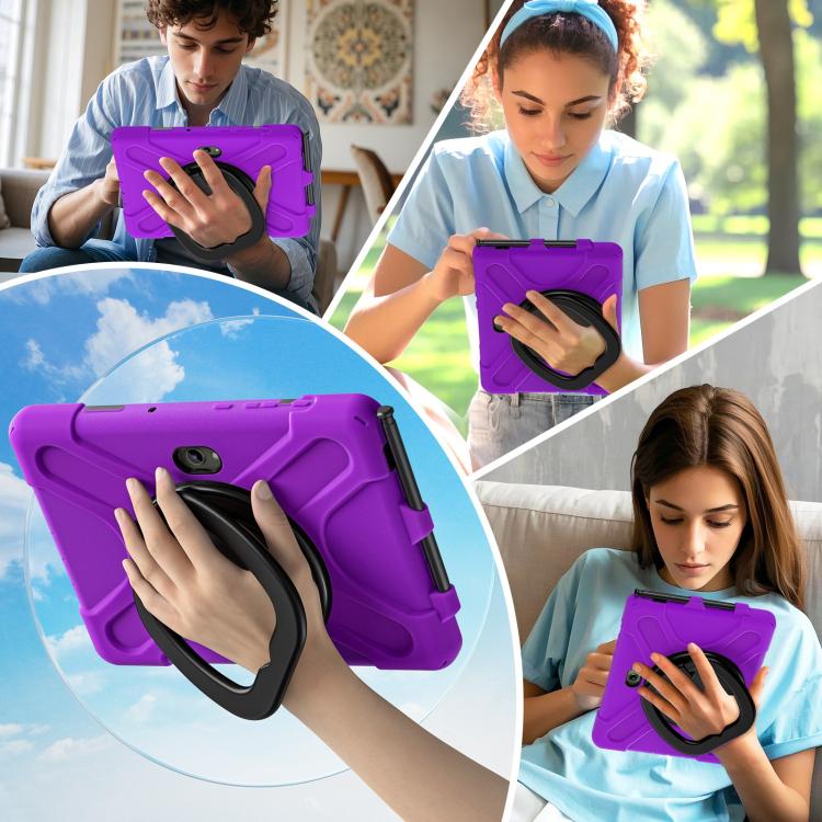For Samsung Galaxy Tab Active5 Pro Silicone Hybrid PC Tablet Case with Holder & Shoulder Strap(Purple) by bashfashion