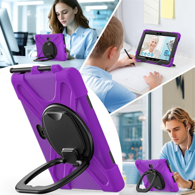 For Samsung Galaxy Tab Active5 Pro Silicone Hybrid PC Tablet Case with Holder & Shoulder Strap(Purple) by bashfashion