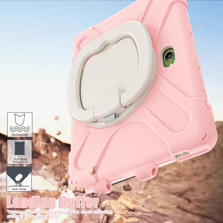 For Samsung Galaxy Tab Active5 Pro Silicone Hybrid PC Tablet Case with Holder & Shoulder Strap(Pink) by bashfashion