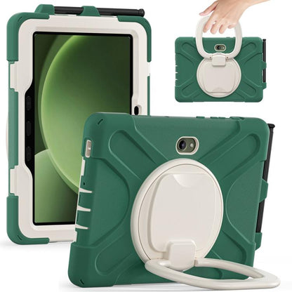 For Samsung Galaxy Tab Active5 Pro Silicone Hybrid PC Tablet Case with Holder & Shoulder Strap(Emerald Green) by bashfashion