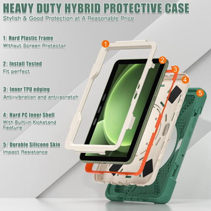 For Samsung Galaxy Tab Active5 Pro Silicone Hybrid PC Tablet Case with Holder & Shoulder Strap(Emerald Green) by bashfashion