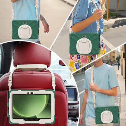 For Samsung Galaxy Tab Active5 Pro Silicone Hybrid PC Tablet Case with Holder & Shoulder Strap(Emerald Green) by bashfashion