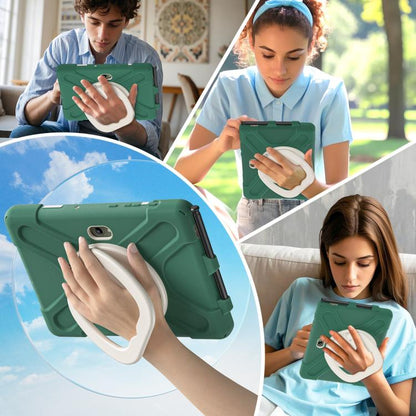 For Samsung Galaxy Tab Active5 Pro Silicone Hybrid PC Tablet Case with Holder & Shoulder Strap(Emerald Green) by bashfashion