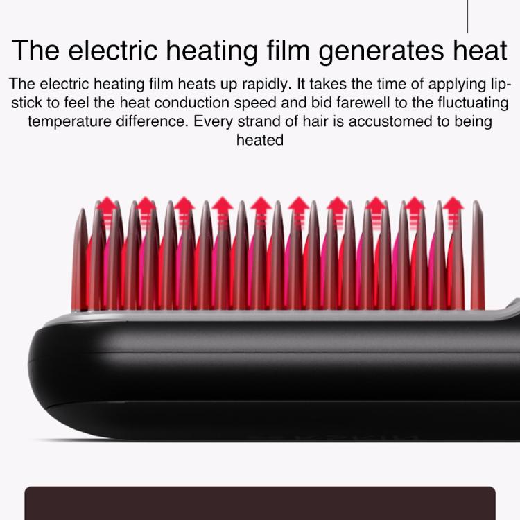 K-SKIN KD382B Negative Ion Hair Care Type-C Wireless Hair Straightening Comb(Grey) by K-SKIN