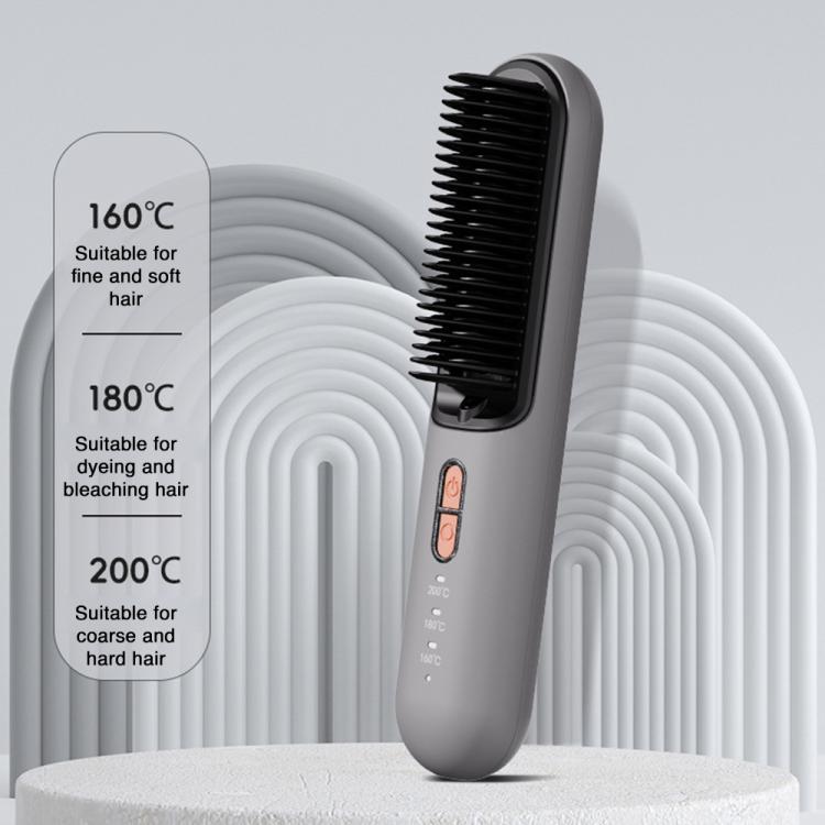 K-SKIN KD382B Negative Ion Hair Care Type-C Wireless Hair Straightening Comb(Grey) by K-SKIN