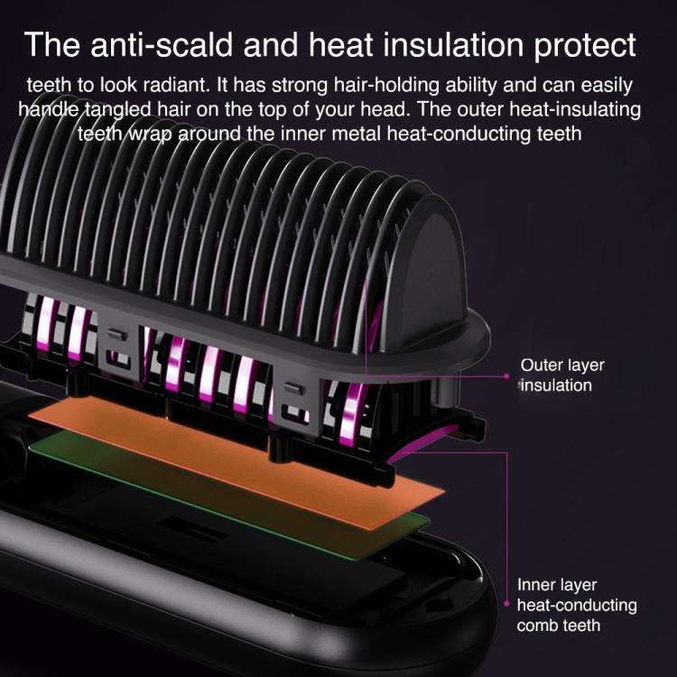 K-SKIN KD382S Negative Ion Hair Care Type-C Wireless Hair Straightening Comb(Black) by K-SKIN