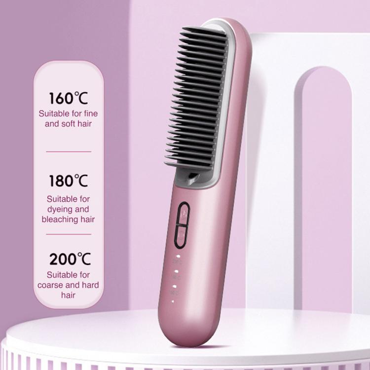 K-SKIN KD382S Negative Ion Hair Care Type-C Wireless Hair Straightening Comb(Purple) by K-SKIN