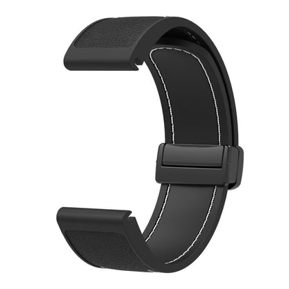 For Garmin 22mm Folding Magnetic Buckle Quick Release Silicone Watch Band(Black White) by bashfashion