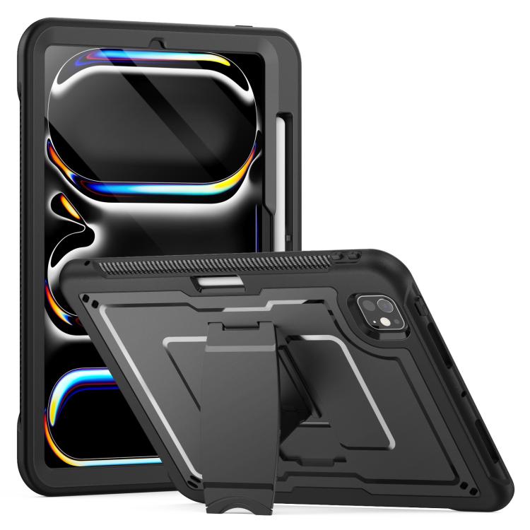 For iPad Pro 11 2025 / 2024 Honeycomb Stand TPE Hydric PC Tablet Case(Black) by bashfashion