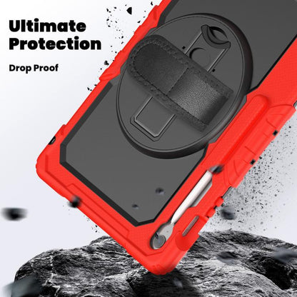 For Samsung Galaxy Tab S10 FE+ Silicone Hybrid PC Tablet Case with Shoulder Strap(Red) by bashfashion