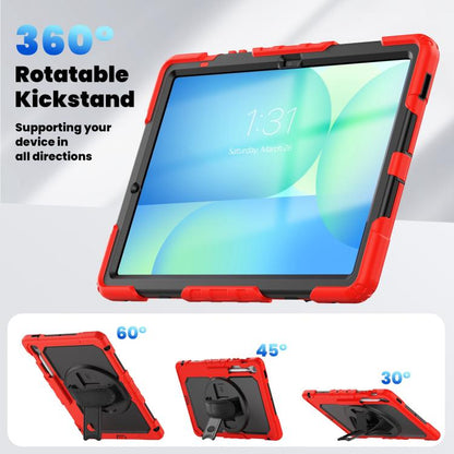 For Samsung Galaxy Tab S10 FE+ Silicone Hybrid PC Tablet Case with Shoulder Strap(Red) by bashfashion