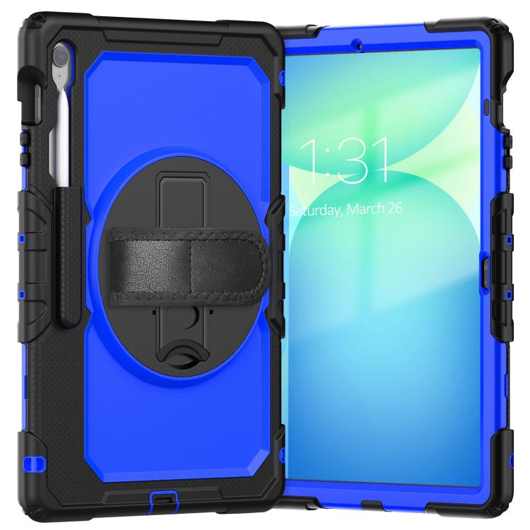 For Samsung Galaxy Tab S10 FE+ Silicone Hybrid PC Tablet Case with Shoulder Strap(Blue PC) by bashfashion