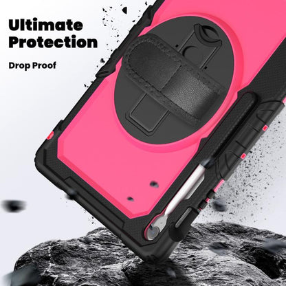 For Samsung Galaxy Tab S10 FE+ Silicone Hybrid PC Tablet Case with Shoulder Strap(Rose Red PC) by bashfashion