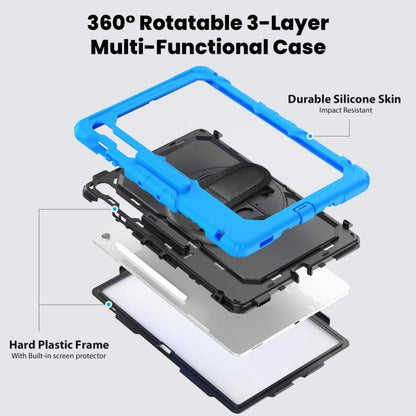 For Samsung Galaxy Tab S10 FE+ Silicone Hybrid PC Tablet Case with Shoulder Strap(Light Blue) by bashfashion