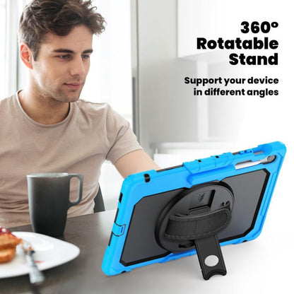 For Samsung Galaxy Tab S10 FE+ Silicone Hybrid PC Tablet Case with Shoulder Strap(Light Blue) by bashfashion